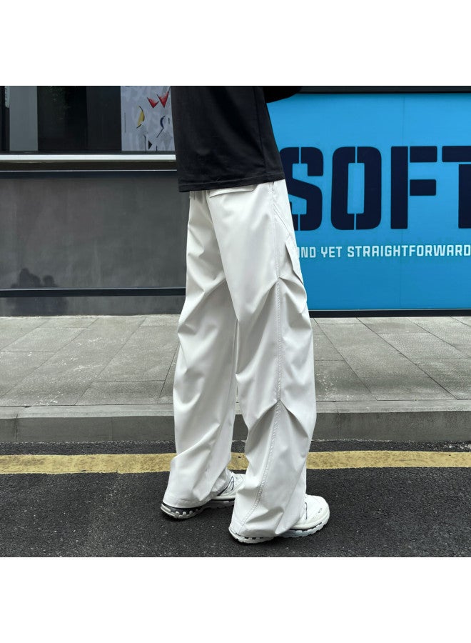 Izexx Quick-dry Curved Knife Casual Pants For Men, Spring And Summer Straight-leg Paratrooper Cargo Pants, Height-enhancing Comfortable Bz25 Light Gray L - Image 3