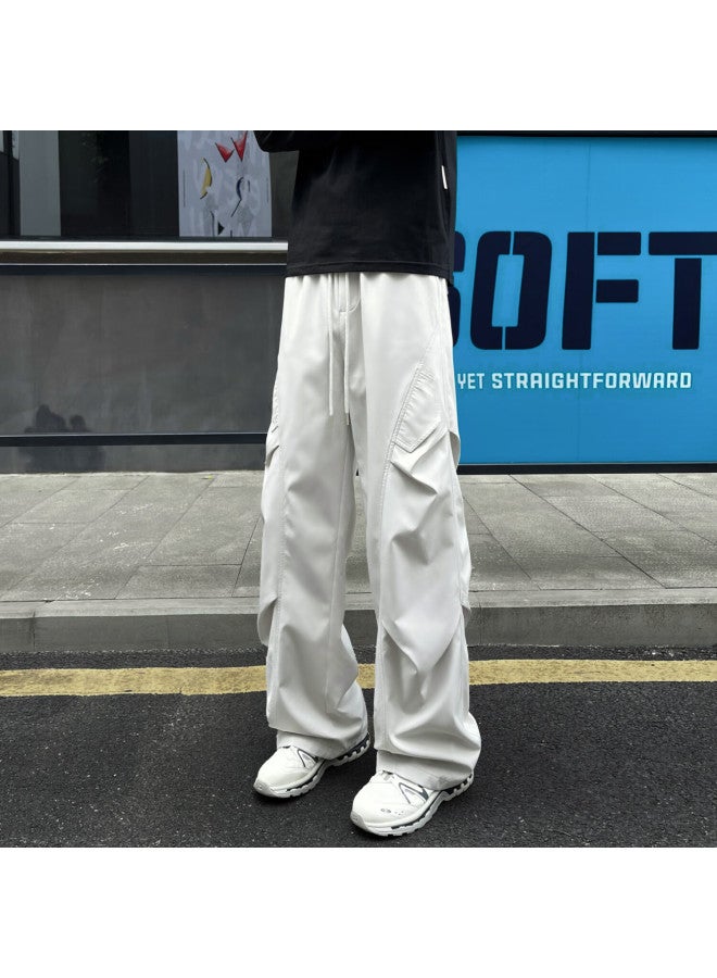 Izexx Quick-dry Curved Knife Casual Pants For Men, Spring And Summer Straight-leg Paratrooper Cargo Pants, Height-enhancing Comfortable Bz25 Light Gray L - Image 2