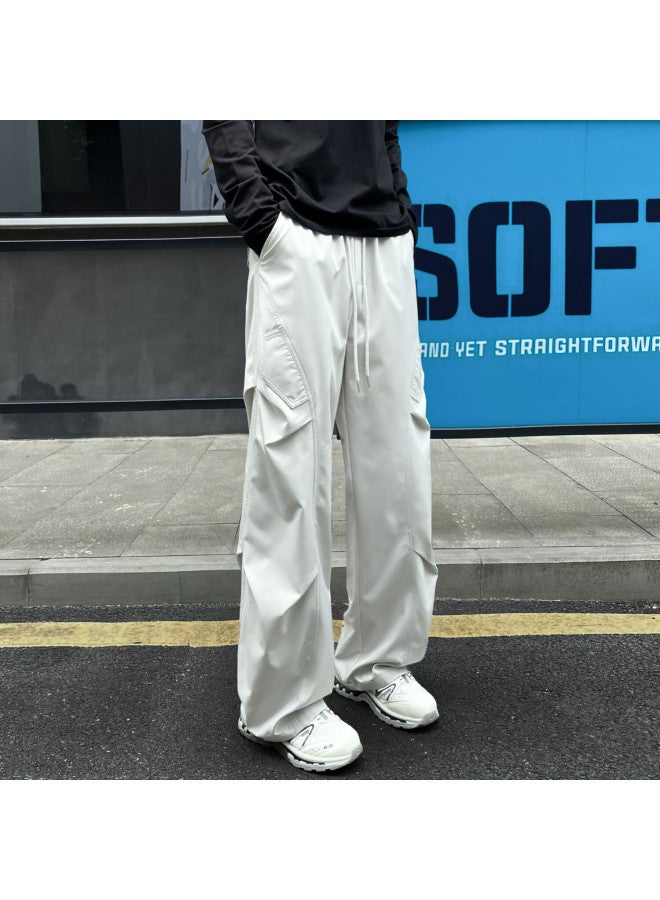 Izexx Quick-dry Curved Knife Casual Pants For Men, Spring And Summer Straight-leg Paratrooper Cargo Pants, Height-enhancing Comfortable Bz25 Light Gray L - Image 1