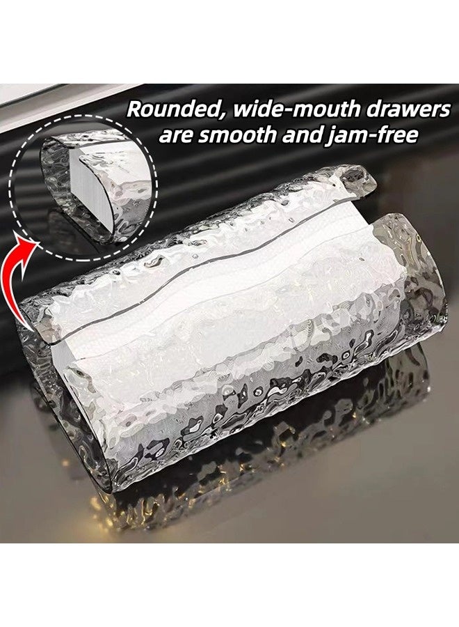 شيبشيب غطاء صندوق مناديل بتصميم موجات مياه شفافة، حامل مناديل وجه إبداعي فاخر، حامل ورق تواليت للحمام والمطبخ وغرفة النوم وغرفة المعيشة والمكتب، بطول 15 بوصة وعرض 12 بوصة وارتفاع 8 بوصة (لا يشمل أي ملحقات). - Image 2