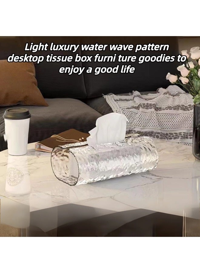 شيبشيب غطاء صندوق مناديل بتصميم موجات مياه شفافة، حامل مناديل وجه إبداعي فاخر، حامل ورق تواليت للحمام والمطبخ وغرفة النوم وغرفة المعيشة والمكتب، بطول 15 بوصة وعرض 12 بوصة وارتفاع 8 بوصة (لا يشمل أي ملحقات). - Image 4