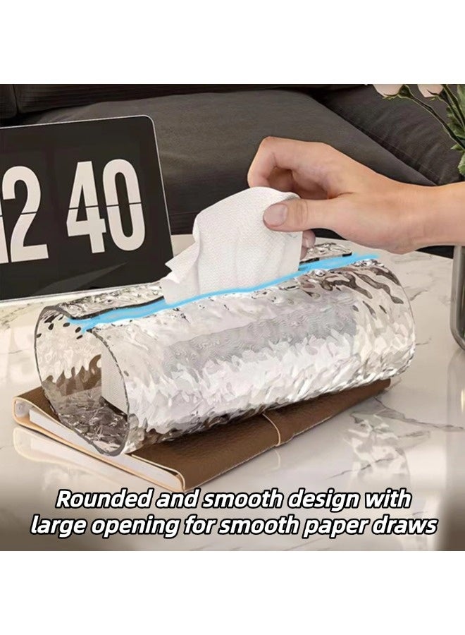 شيبشيب غطاء صندوق مناديل بتصميم موجات مياه شفافة، حامل مناديل وجه إبداعي فاخر، حامل ورق تواليت للحمام والمطبخ وغرفة النوم وغرفة المعيشة والمكتب، بطول 15 بوصة وعرض 12 بوصة وارتفاع 8 بوصة (لا يشمل أي ملحقات). - Image 3