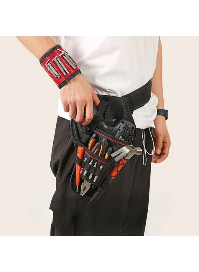حقيبة حزام أدوات متينة متعددة الأقسام مصنوعة من البوليستر المتين لحزام العمل الكهربائي للبناء ومشاريع افعلها بنفسك - Image 4