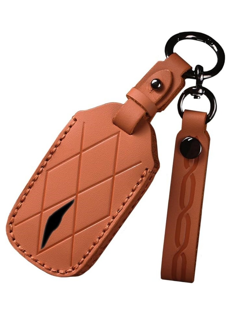 أداندو غطاء حماية لسلسلة مفاتيح من الجلد الفاخر بسبعة أزرار، متوافق مع ملحقات جينيسيس GV70 GV80 G80 G90 موديلات 2024 و2025، مع حافظة مفاتيح كاملة الحماية مع سلسلة مفاتيح. - Image 1