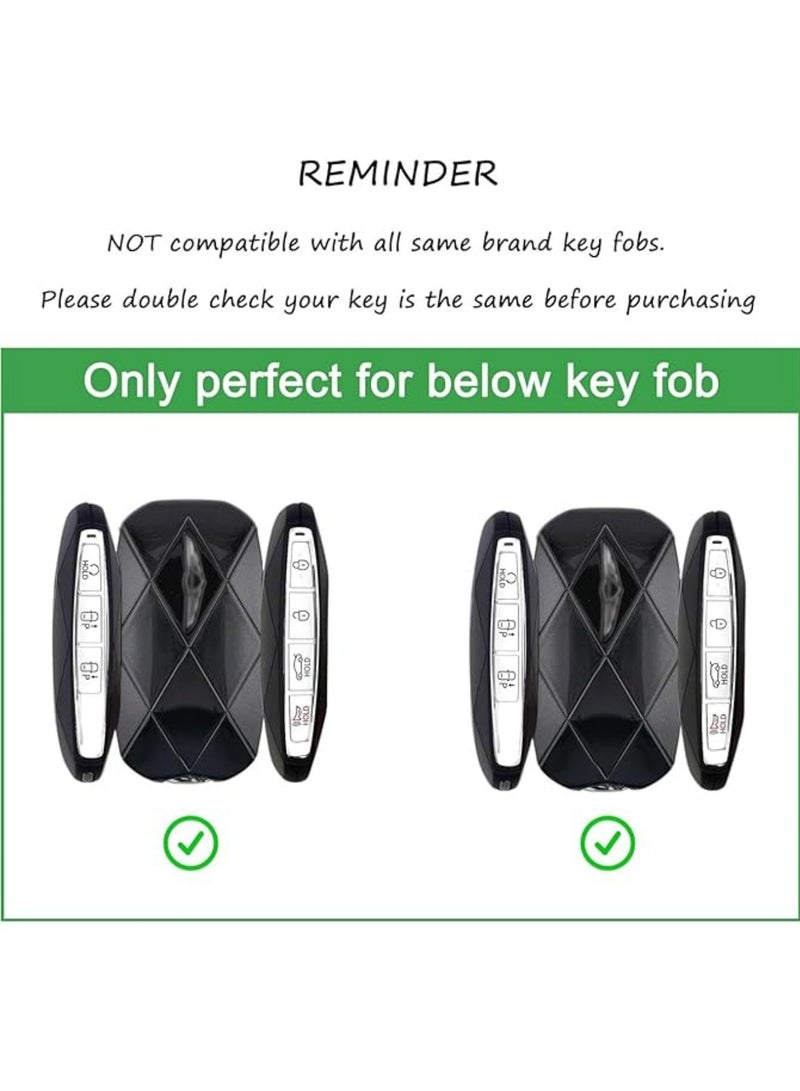 أداندو غطاء حماية لسلسلة مفاتيح من الجلد الفاخر بسبعة أزرار، متوافق مع ملحقات جينيسيس GV70 GV80 G80 G90 موديلات 2024 و2025، مع حافظة مفاتيح كاملة الحماية مع سلسلة مفاتيح. - Image 2