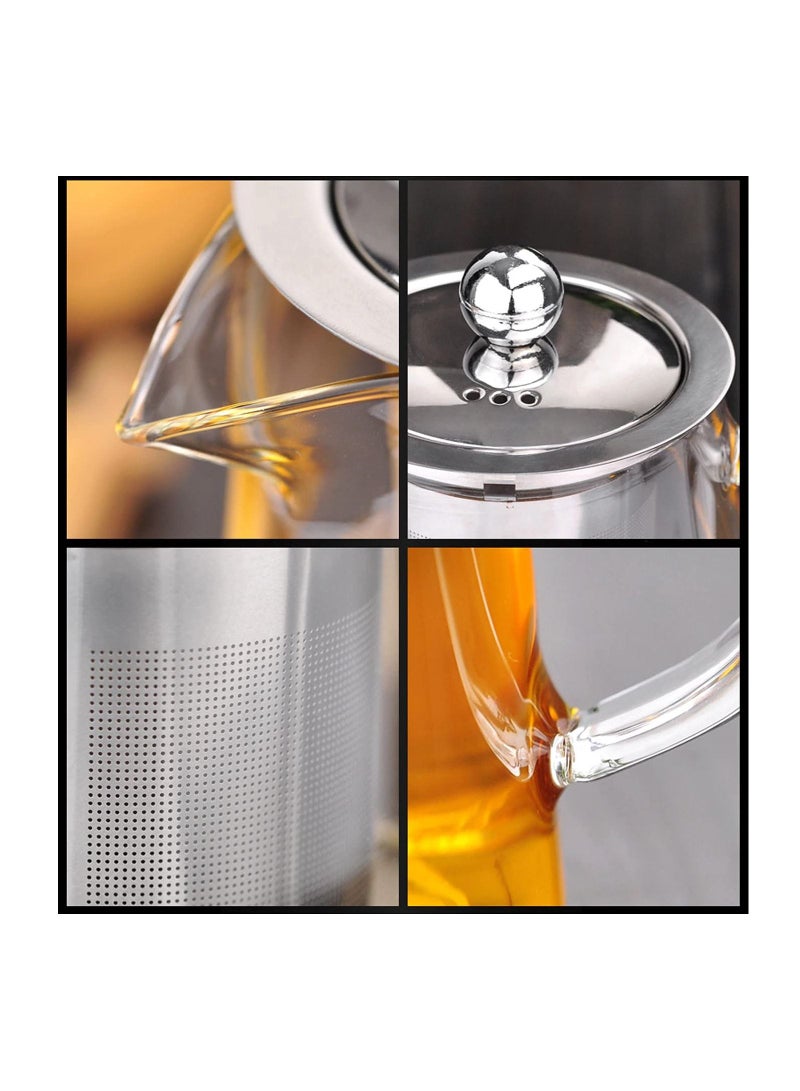 950ml Borosilicate Glass Teapot Kettle Stovetop & Microwave Safe Glass Teapot With Removable Stainless Steel Infuser Premium Quality Teapot Coffee Pot with 4 Nos 100ml Transparent Cup  - Image 4
