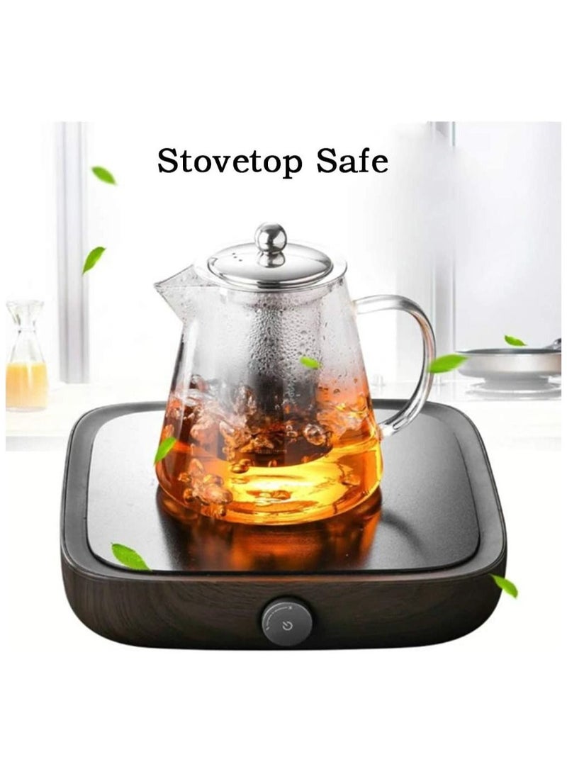 950ml Borosilicate Glass Teapot Kettle Stovetop & Microwave Safe Glass Teapot With Removable Stainless Steel Infuser Premium Quality Teapot Coffee Pot with 4 Nos 100ml Transparent Cup  - Image 3