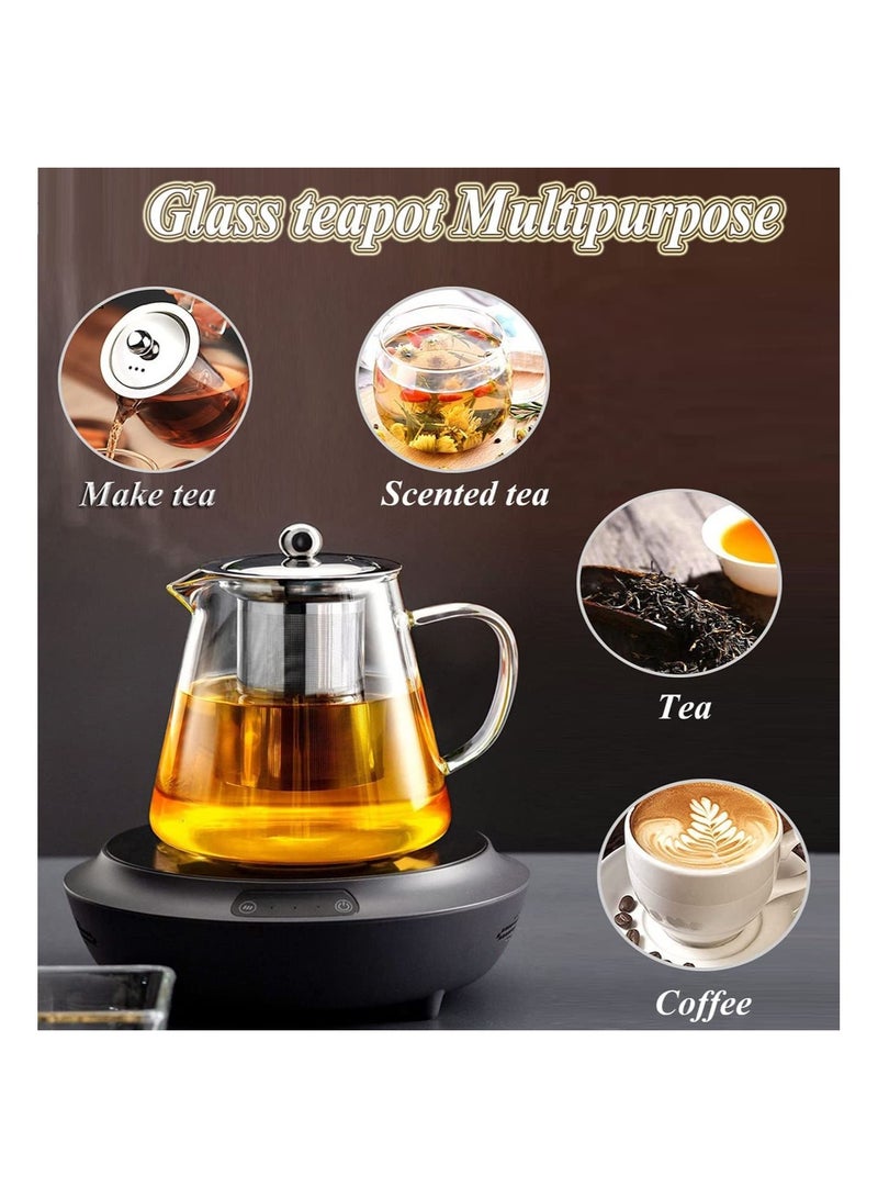 950ml Borosilicate Glass Teapot Kettle Stovetop & Microwave Safe Glass Teapot With Removable Stainless Steel Infuser Premium Quality Teapot Coffee Pot with 4 Nos 100ml Transparent Cup  - Image 5