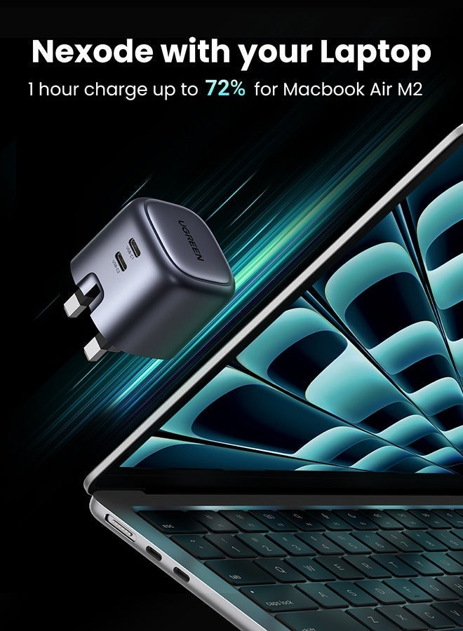 يو جرين شاحن حائط سريع قابل للطي نيكسود بمنفذ مزدوج USB-C بقدرة 45 واط وتقنية جان من يوجرين، مناسب لجوالات سامسونج S23 الترا/S23 واجهزة اللابتوب وايفون وايباد وماك بوك 45W 2C - Image 5