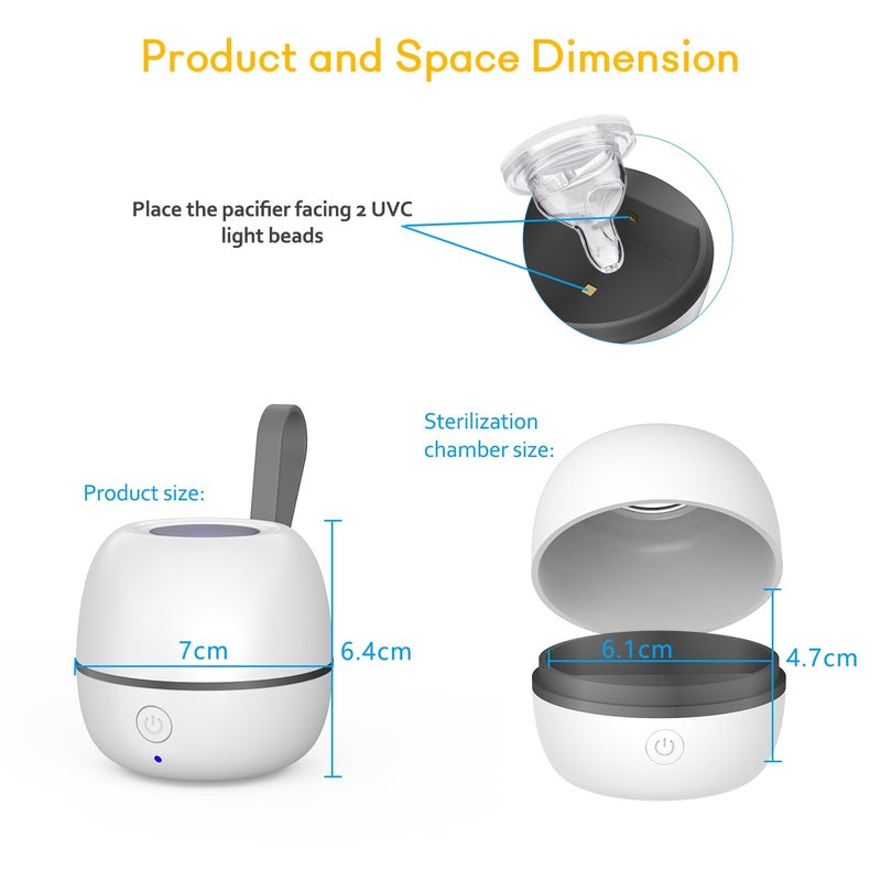 StarWin Pacifier Sanitizer Portable, UV Pacifier Case On The Go, Newborn Pacifier Holder Mini Storage Case for Travel, Keep's Baby's Binkies Clean - Image 5