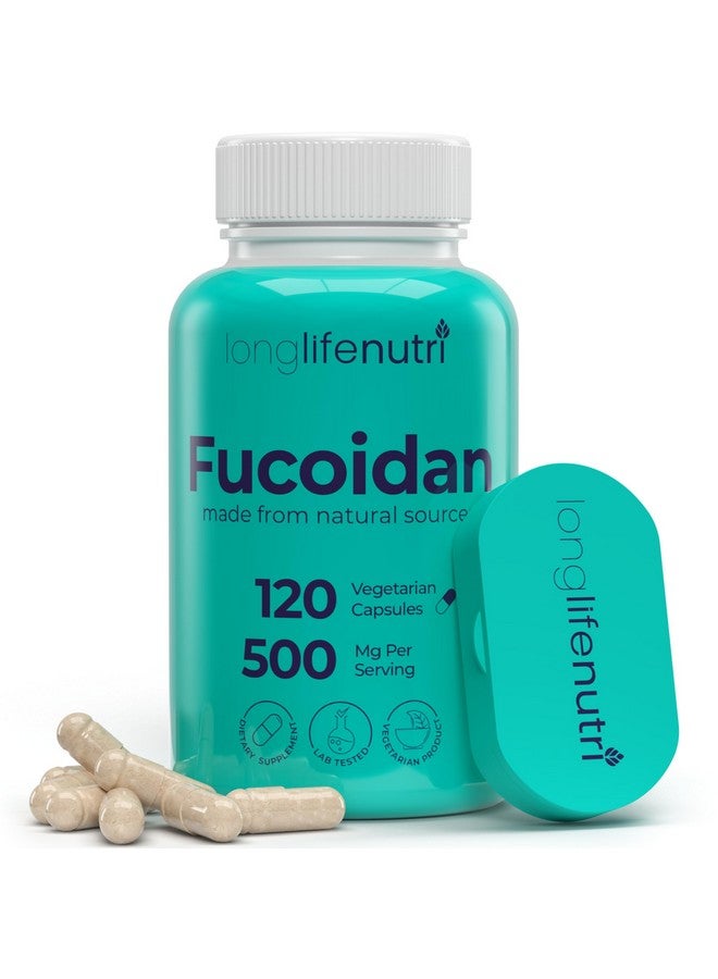 LongLifeNutri Fucoidan 500mg - Brown Seaweed Extract Supplement from a Natural Source of Fucoidan & Fucoxanthin | 120 Vegetarian Capsules for Energy & Wellness | Made in USA, GMP Certified - Image 1