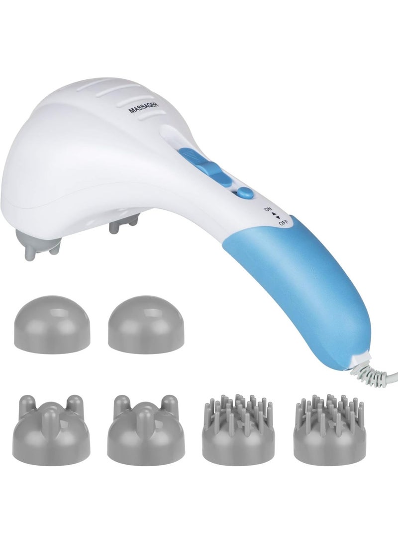 رو سيانل مدلك كهربائي محمول مزدوج الرأس لتدليك الرقبة والظهر، مناسب لتدليك كامل الجسم، يوفر تدليك الأنسجة العميقة بنظام الطرق، مثالي للعضلات والذراعين والرقبة والكتفين والظهر والساقين والقدمين - Image 1