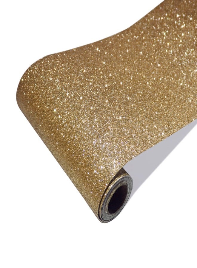 CRE8TIVE Champagne Gold Glitter Wallpaper Border Gold Peel and Stick Wallpaper Border Trim Fabric Glitter Contact Paper Self Adhesive Removable Decorative Wall Border for Cabinets Shelf Liner 8"x80" - Image 1