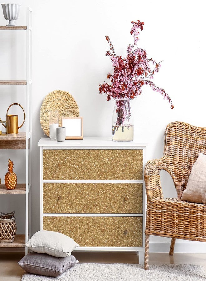 CRE8TIVE Champagne Gold Glitter Wallpaper Border Gold Peel and Stick Wallpaper Border Trim Fabric Glitter Contact Paper Self Adhesive Removable Decorative Wall Border for Cabinets Shelf Liner 8"x80" - Image 5