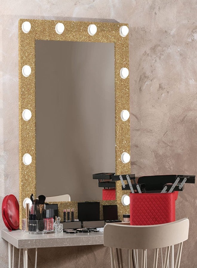 CRE8TIVE Champagne Gold Glitter Wallpaper Border Gold Peel and Stick Wallpaper Border Trim Fabric Glitter Contact Paper Self Adhesive Removable Decorative Wall Border for Cabinets Shelf Liner 8"x80" - Image 2