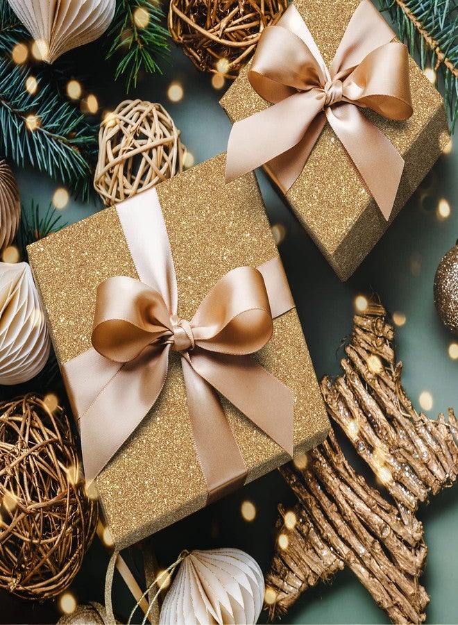 CRE8TIVE Champagne Gold Glitter Wallpaper Border Gold Peel and Stick Wallpaper Border Trim Fabric Glitter Contact Paper Self Adhesive Removable Decorative Wall Border for Cabinets Shelf Liner 8"x80" - Image 3