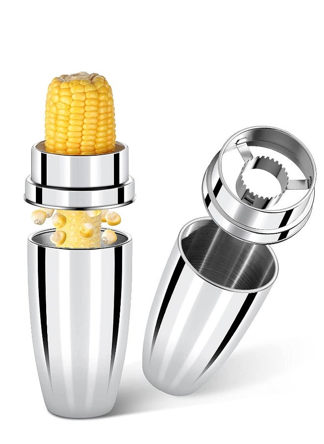 Generic Corn Peeler 304 Stainless Steel Corn Cob Peeler with Cup Convenient Corn Stripper Tool Quickly Peeling Corn Kernels Cutter For Kitchen Thresher Corn Cutter from the Cob  - Image 1