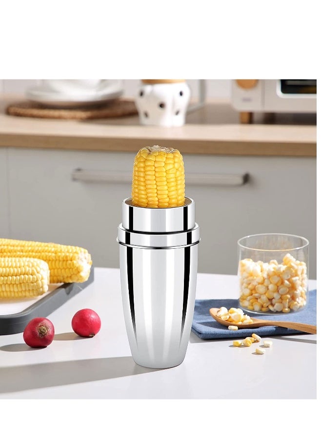 Generic Corn Peeler 304 Stainless Steel Corn Cob Peeler with Cup Convenient Corn Stripper Tool Quickly Peeling Corn Kernels Cutter For Kitchen Thresher Corn Cutter from the Cob  - Image 2