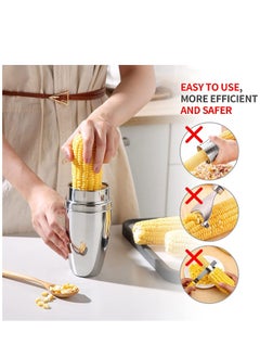 Generic Corn Peeler 304 Stainless Steel Corn Cob Peeler with Cup Convenient Corn Stripper Tool Quickly Peeling Corn Kernels Cutter For Kitchen Thresher Corn Cutter from the Cob  - Image 3