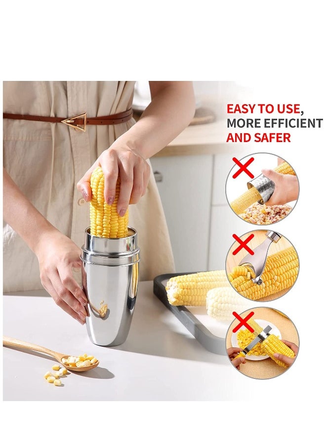 Generic Corn Peeler 304 Stainless Steel Corn Cob Peeler with Cup Convenient Corn Stripper Tool Quickly Peeling Corn Kernels Cutter For Kitchen Thresher Corn Cutter from the Cob  - Image 3