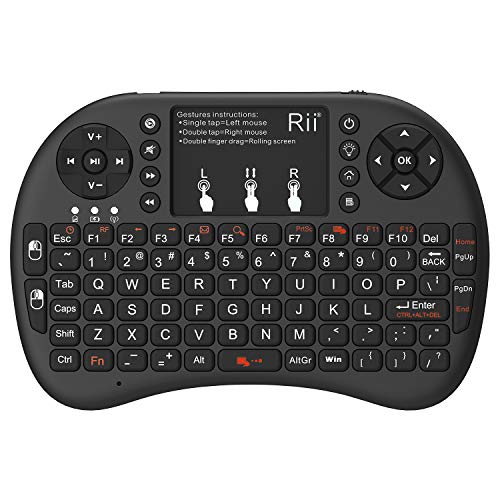 Rii 2.4GHz Mini Wireless Keyboard with Touchpad＆QWERTY Keyboard, Backlit Portable with Remote Control for Laptop/PC/Tablets/Windows/Mac/TV/Xbox/PS3/Raspberry Pi .(Black) - Image 1