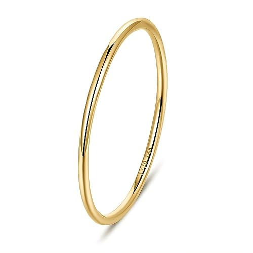 NOKMIT خواتم ذهبية رفيعة 14 قيراط مطلية بالذهب للنساء 1PC 1mm - Image 1