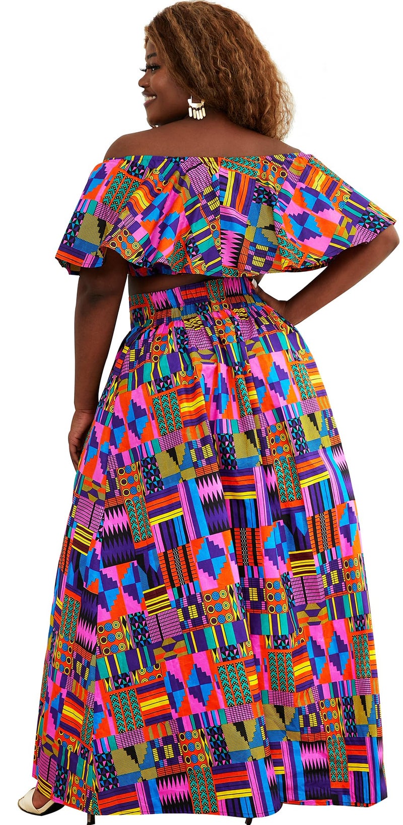 SHENBOLEN Womens African Print Skirt Top Set Tradition clothing(Meidum,J) - Image 5