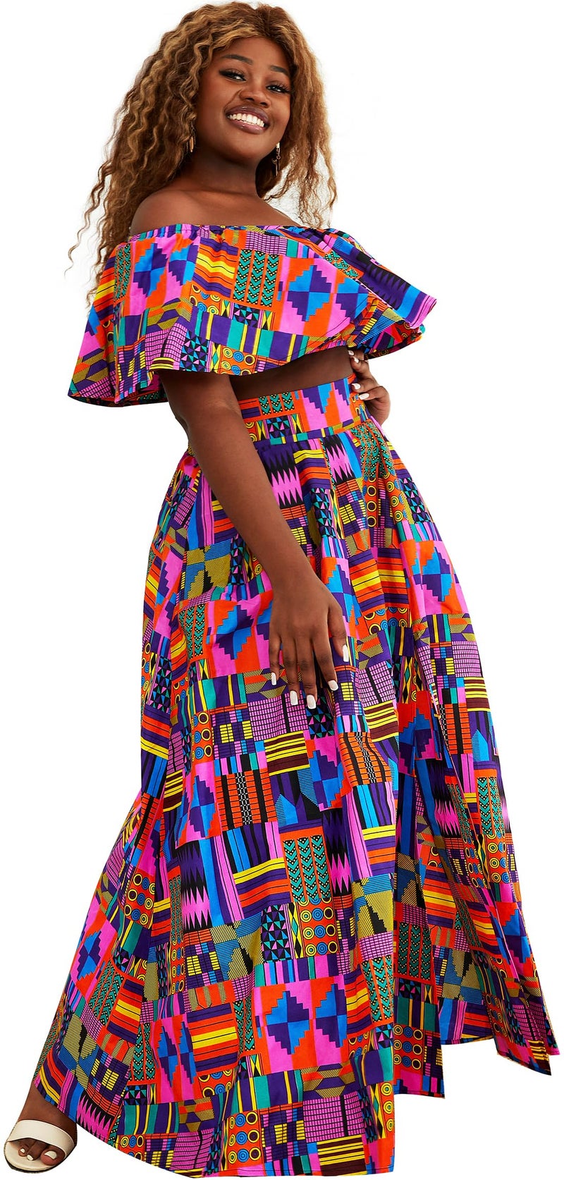 SHENBOLEN Womens African Print Skirt Top Set Tradition clothing(Meidum,J) - Image 4