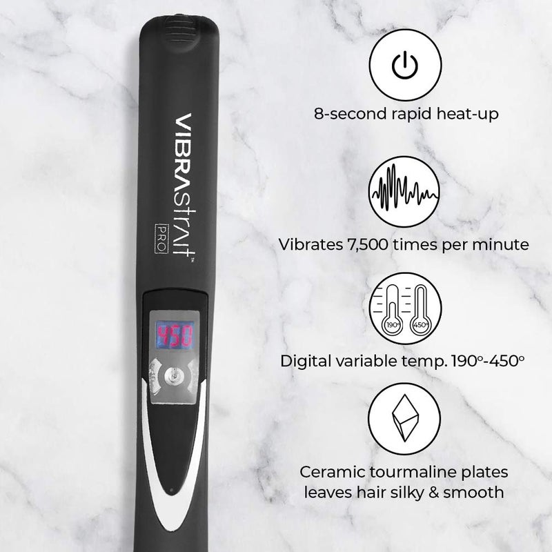 VIBRASTRAIT Vibrastrait Pro Vibrating Ceramic Tourmaline Ionic Flat Iron  1-inch - Fast  Frizz-Free Ceramic Hair Straightener with Easy  Gentle Glide for Waves  Curls  Smooth Hair - Professional Styling Tools - Image 2