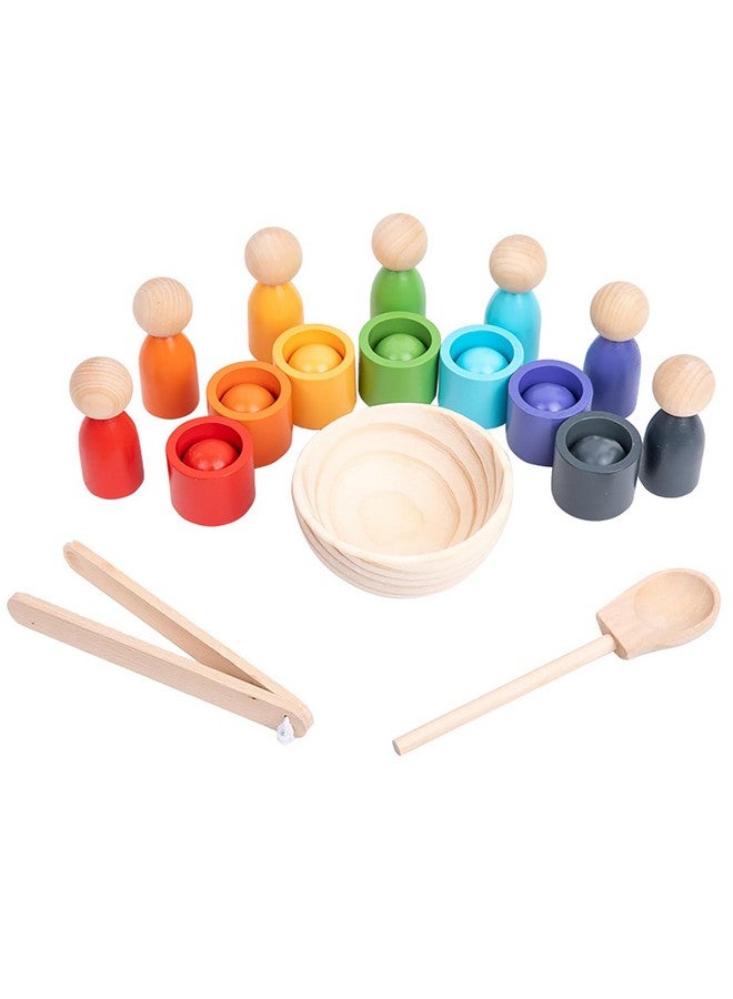BBtinker Montessori Wooden Balls in Cups, Toddler Color Sorting Toys and Matching Game, Preschool Learning Activities Educational Fine Motor Skill Toy for Kids - Image 1