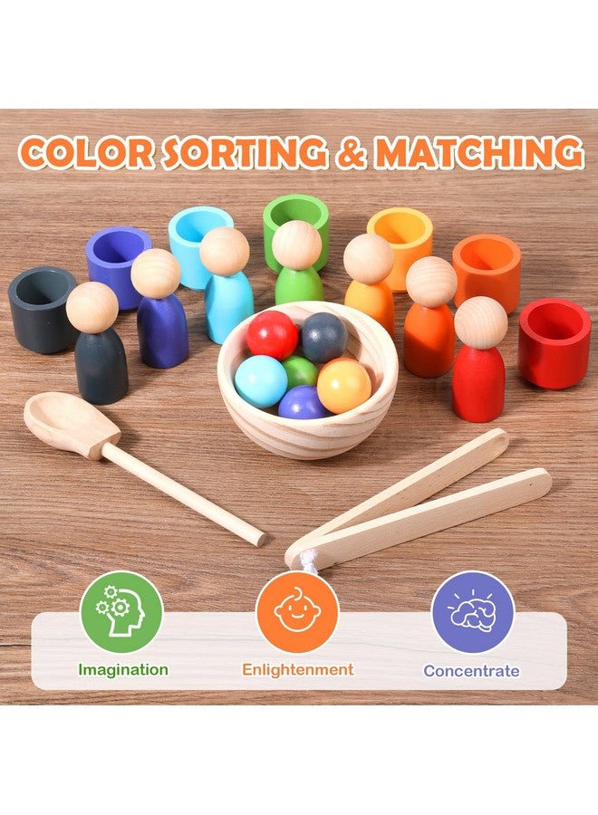 BBtinker Montessori Wooden Balls in Cups, Toddler Color Sorting Toys and Matching Game, Preschool Learning Activities Educational Fine Motor Skill Toy for Kids - Image 2