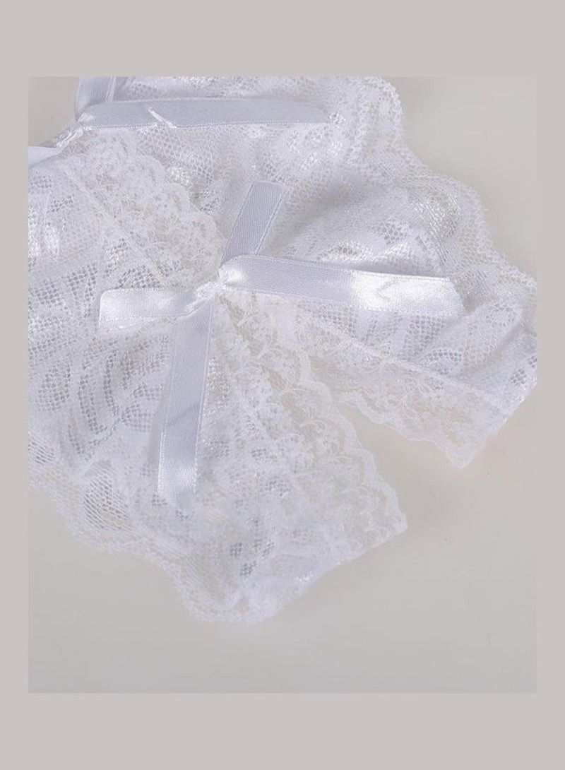 Gemilai Women Lace Crotchless See Through Low Rise G-String Thong Briefs Underwear White - Image 4