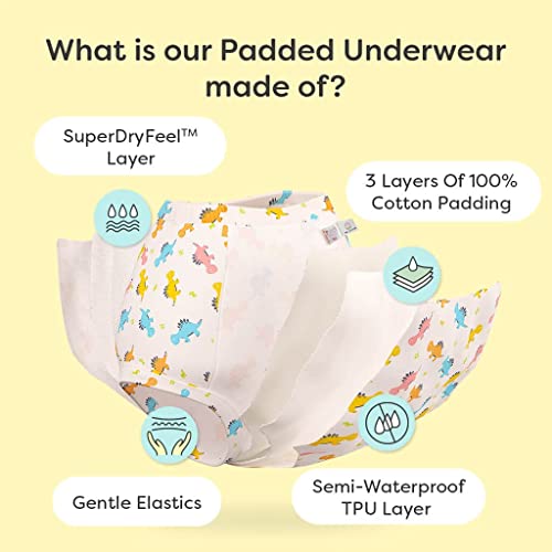 superbottoms Padded Underwear™ | for Potty Training & Mess-Free Diaper-Free time | Prevents Pee Puddles | 3 Layers of Premium Cotton Padding (No Sponge) | Pull-up Style Potty Trainers (Size: 3) - Image 2