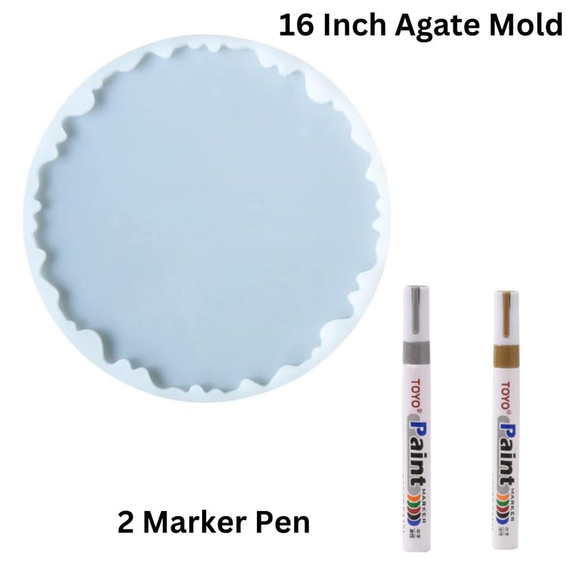 Snoogg 16 Inch Irregular Agate Resin Silicone Mold Come with 2 Pen for Creating Picture Home Decorations DIY Craft Clocks Trays Frames - Image 2
