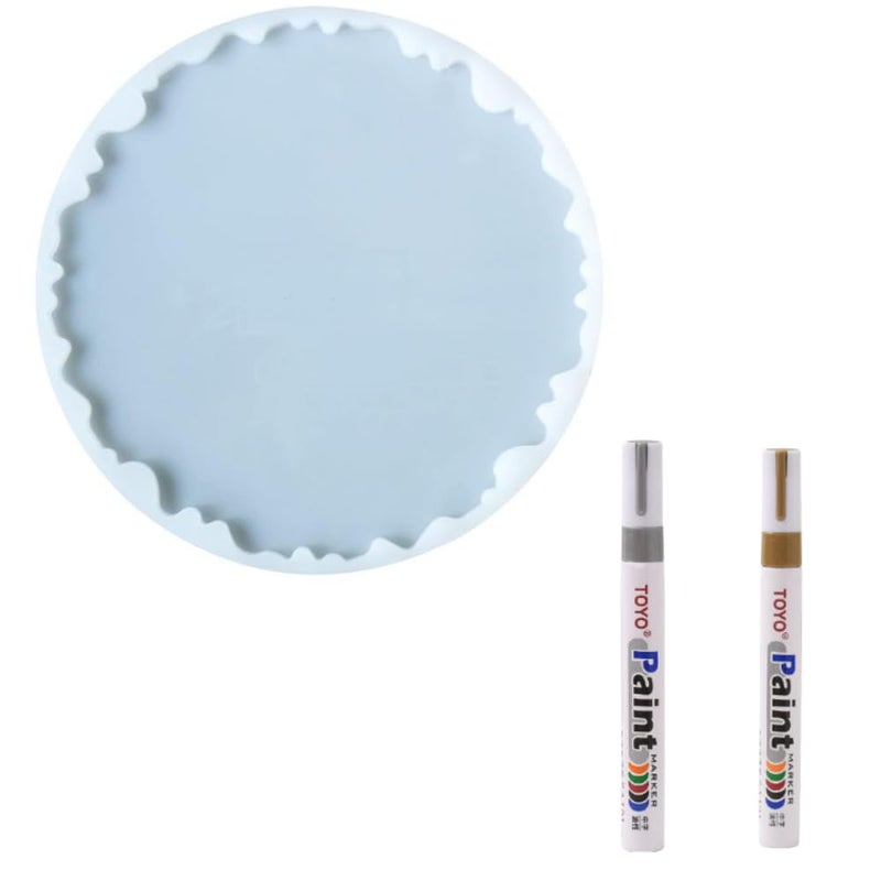 Snoogg 16 Inch Irregular Agate Resin Silicone Mold Come with 2 Pen for Creating Picture Home Decorations DIY Craft Clocks Trays Frames - Image 1