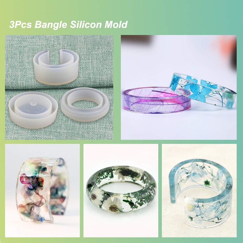 LET'S RESIN مجموعة قوالب المجوهرات من LET'S RESIN 30 قطعة، قوالب مجوهرات للرزن UV، مجموعة قوالب سيليكون للرزن مع قوالب أساور، قوالب قلائد، قوالب خواتم للرزن الإيبوكسي - Image 3