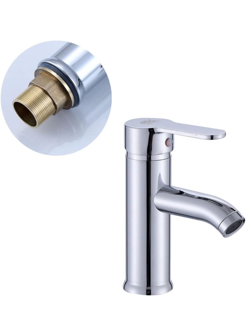 صنبور حوض حمام من الفولاذ المقاوم للصدأ مع خرطوم – صنبور مغسلة بمقبض واحد موفر للمياه للمياه الساخنة والباردة (كروم) - Image 2