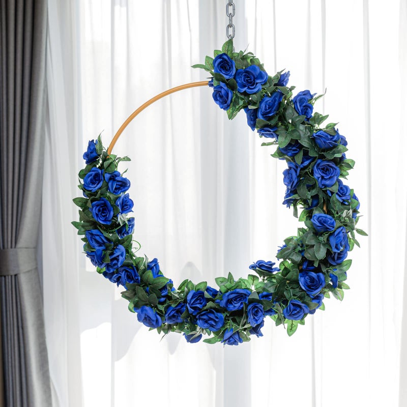 OWPFJG 2 Pack (16FT) Artificial Rose Vine Fake Flowers Garland Hanging Silk Rose Ivy Plants Vine for Father's Day,Wedding Arch Party Garden Home Aesthetic Art DÃ©cor (Royal Blue) - Image 5