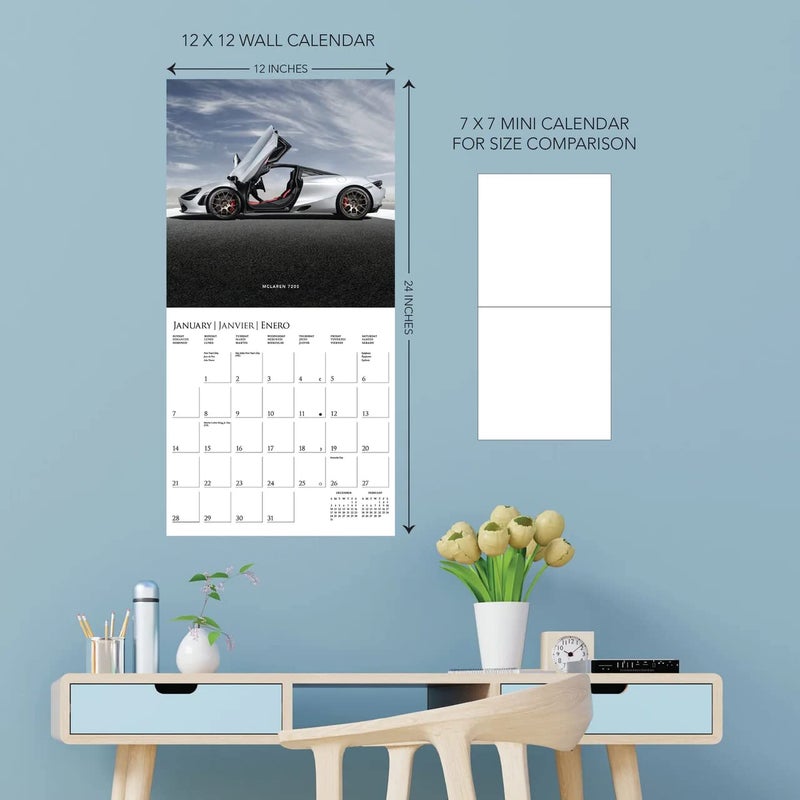 Graphique 2024 Car Legends Wall Calendar | 12â€ x 12â€ | Thick Paper | Home & Office Organizer | Large Monthly Grid | 3 Languages & Marked Holidays | 4 Month Preview Page for 2025 - Image 4