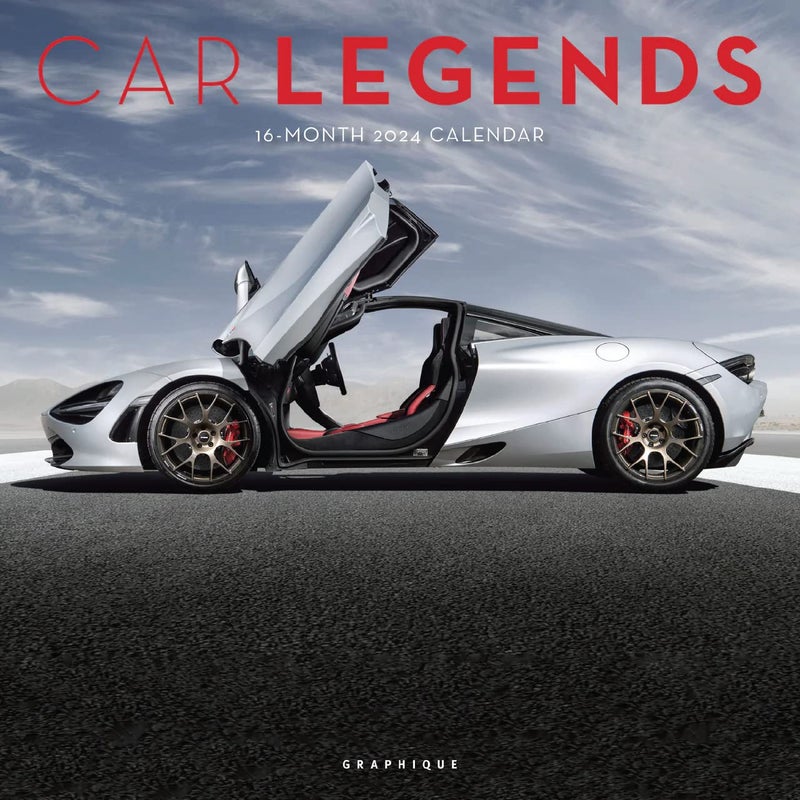 Graphique 2024 Car Legends Wall Calendar | 12â€ x 12â€ | Thick Paper | Home & Office Organizer | Large Monthly Grid | 3 Languages & Marked Holidays | 4 Month Preview Page for 2025 - Image 1