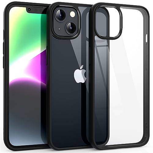 Supdeal Shockproof Clear Case for iPhone 14, [Not Yellowing] [10FT Military Drop Protection] Hard Clear Back Four Corner Airbags Drop Protection Phone Cover, 6.1 inch, Black - Image 1