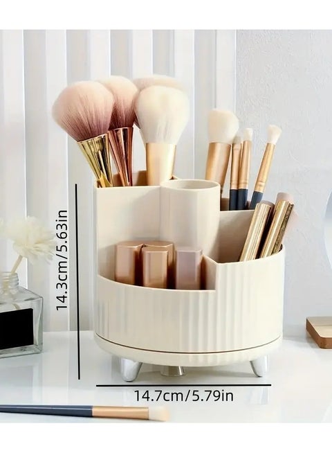 Rotating Makeup Organizer For Vanity,Skincare & Cosmetics Organizer,For Storage Makeup Brush  Lipstics Holder -Beige