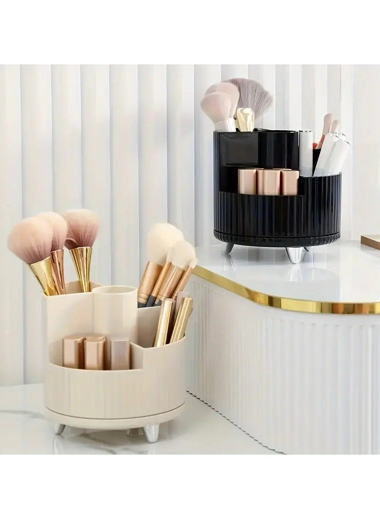 أوريتي منظم مكياج دوار لمستحضرات التجميل والعناية بالبشرة ومستحضرات التجميل، لتخزين فرشاة المكياج وحامل أحمر الشفاه - بيج - Image 2