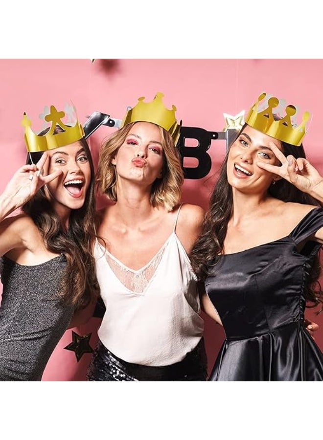 Gerenic 30 pieces birthday party hats, 6 styles adjustable gold paper crown party hats king coronation paper crown birthday party decorations for kids adults - Image 5