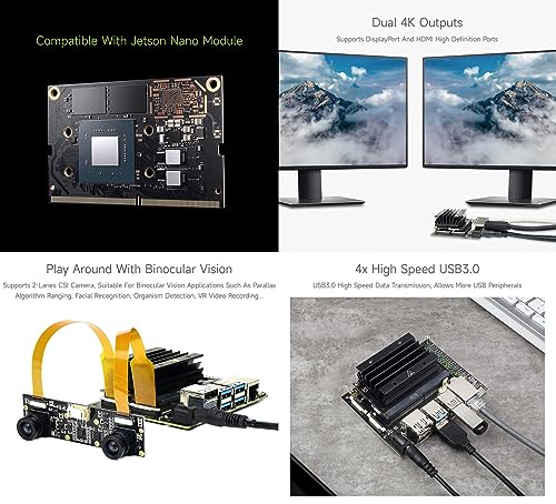 Waveshare مجموعة تطوير/توسيع Waveshare Jetson Nano، 16GB eMMC، حل بديل لمجموعة B01 متوافقة مع كل من Jetson Nano و Jetson Xavier NX وحدة Jetson Nano الأساسية اختيارية - Image 5