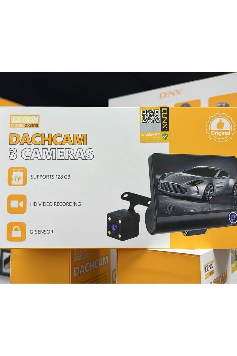 Denx 3-way car camera, front and rear camera, car camera recorder, loop recording, G-sensor night vision, wide-angle parking monitor - Image 4