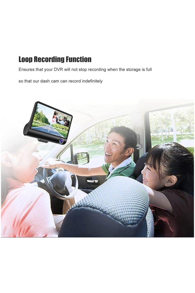 Denx 3-way car camera, front and rear camera, car camera recorder, loop recording, G-sensor night vision, wide-angle parking monitor - Image 1