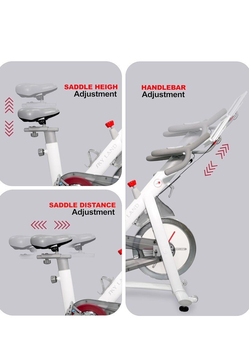 Sky Land Smart Exercise Bike With Silent Belt Drive System| Fully Adjustable Cycling Bike With Bluetooth, App Connectivity For Home Cardio Workout Fitness, White  - Image 4