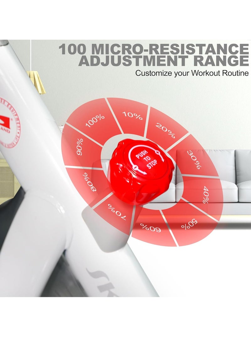 Sky Land Smart Exercise Bike With Silent Belt Drive System| Fully Adjustable Cycling Bike With Bluetooth, App Connectivity For Home Cardio Workout Fitness, White  - Image 5