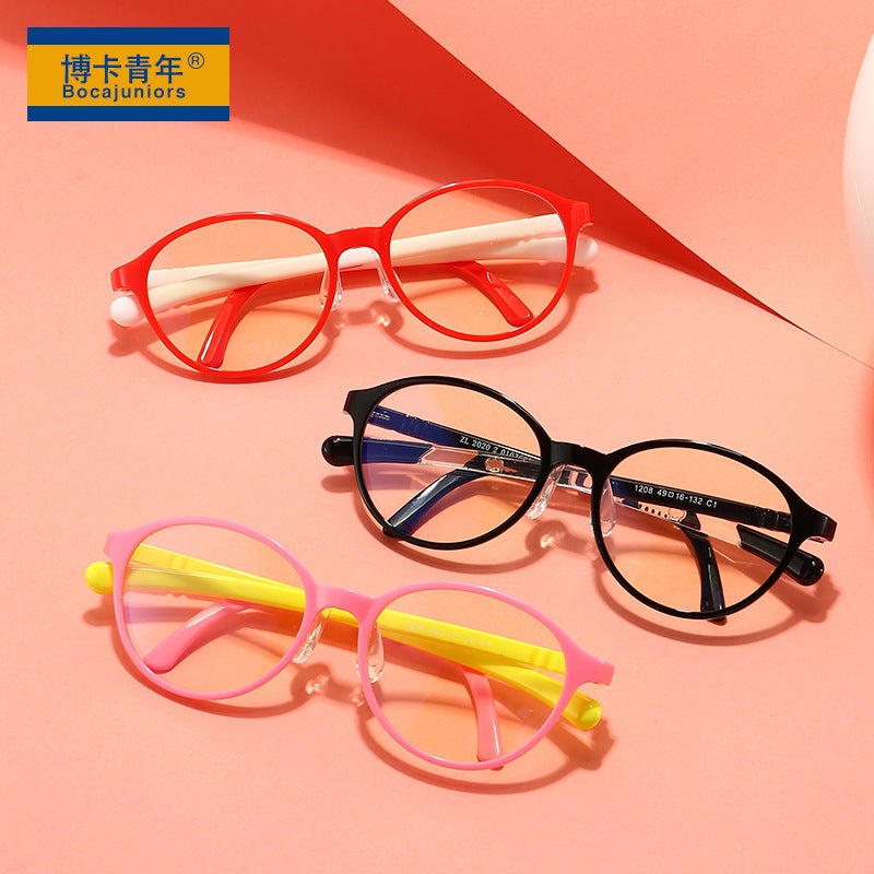 Round Frame Children'S Anti-Blue Light Glasses Children Tr90 Anti-Blue Light Flat Glasses Frame Adjusting Temple Mgf1208 - Image 2